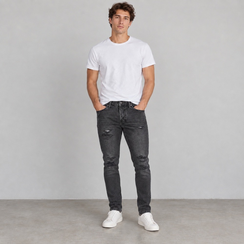 Abercrombie & Fitch Rustin Athletic Skinny Jeans Mens 29x30 Black Distressed NWT